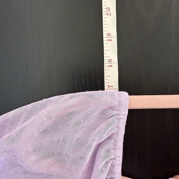 ASOS Size 4 Purple Ruched Sheer Swiss Dot Long Sleeve Crop Top - Picture 13 of 14